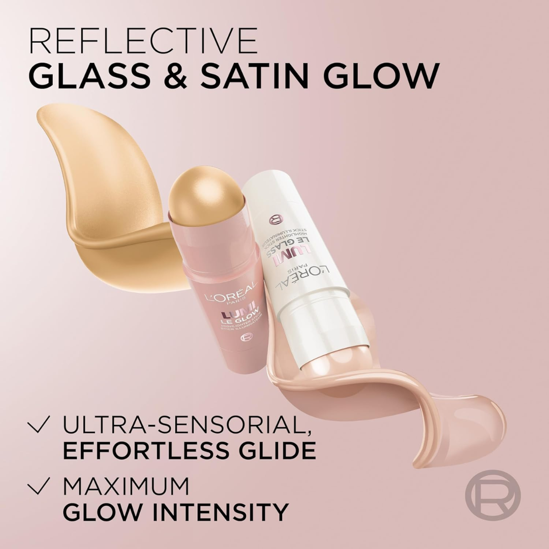 L'Oréal Lumi Le Glass Highlighter Stick | Dual-Finish Glass & Satin Glow | For Face & Body
