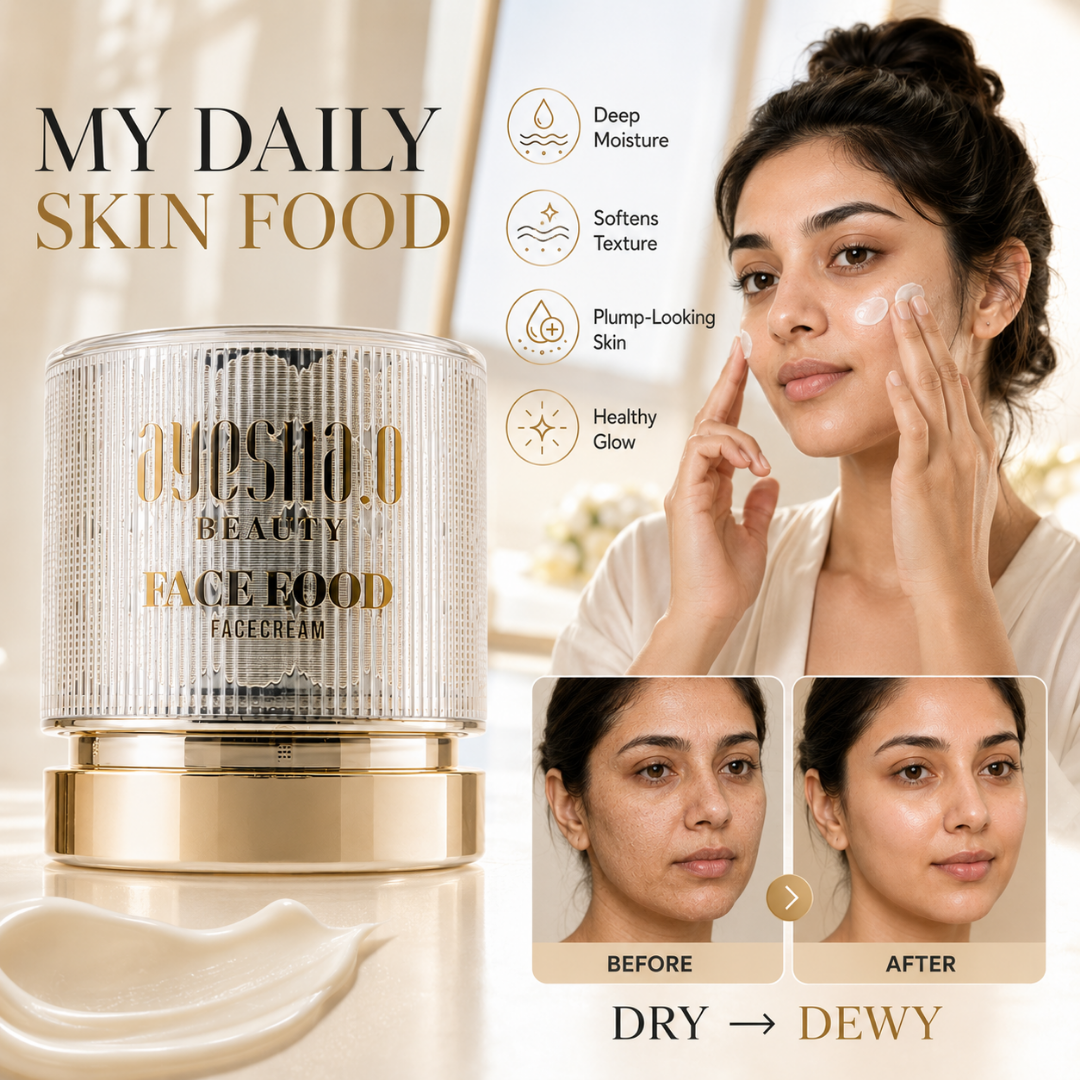Beauty Face Food Face Cream – Deep Nourishment, Dewy Glow – Moisture Lock & Plump-Looking Skin – Rich Care, Weightless Finish – With Platinum Flakes, Argan Oil, Jojoba, Rosehip, Honey Extract & Frankincense Oil