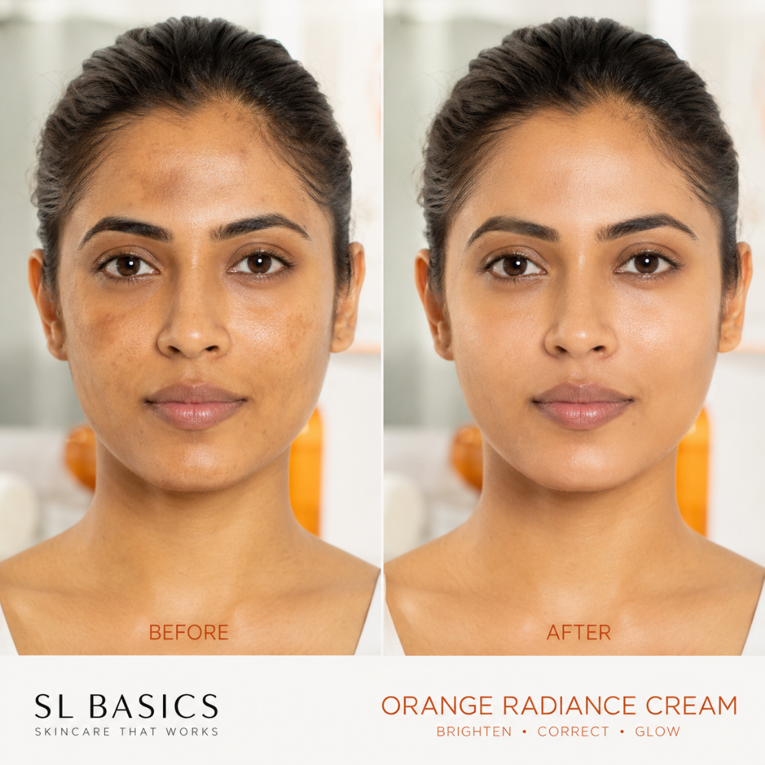 SL Basics Vitamin C Serum + Orange Radiance Cream Duo – 10% Stable Vitamin C Serum + Brightening Radiance Cream – For Spot-Free, Clear & Radiant Skin – Dark Spot Care, Tone Brightening & Deep Hydration