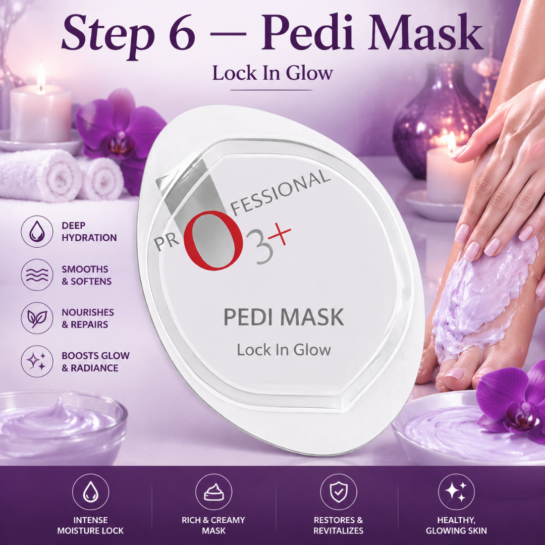 O3+ Pedilogix Spa Kit – Brighten, Smooth & Hydrate – Professional 6-Step Manicure & Pedicure Kit for Hands & Feet – Crystal Wash, Micro Peel, Bubble Gum Gel, Massage Cream & Pedi Mask – Single Use – Spa Results at Home