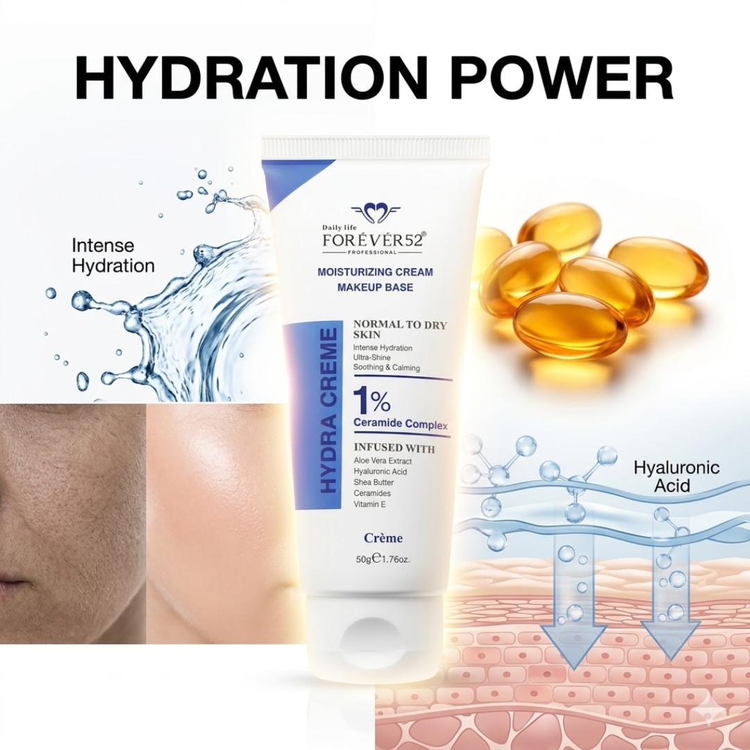 FOREVER52 Hydra Creme Moisturizer & Primer – Intense Hydration, Pore Blurring, Makeup Base for Normal to Dry Skin – Smooth, Hydrate, Perfect