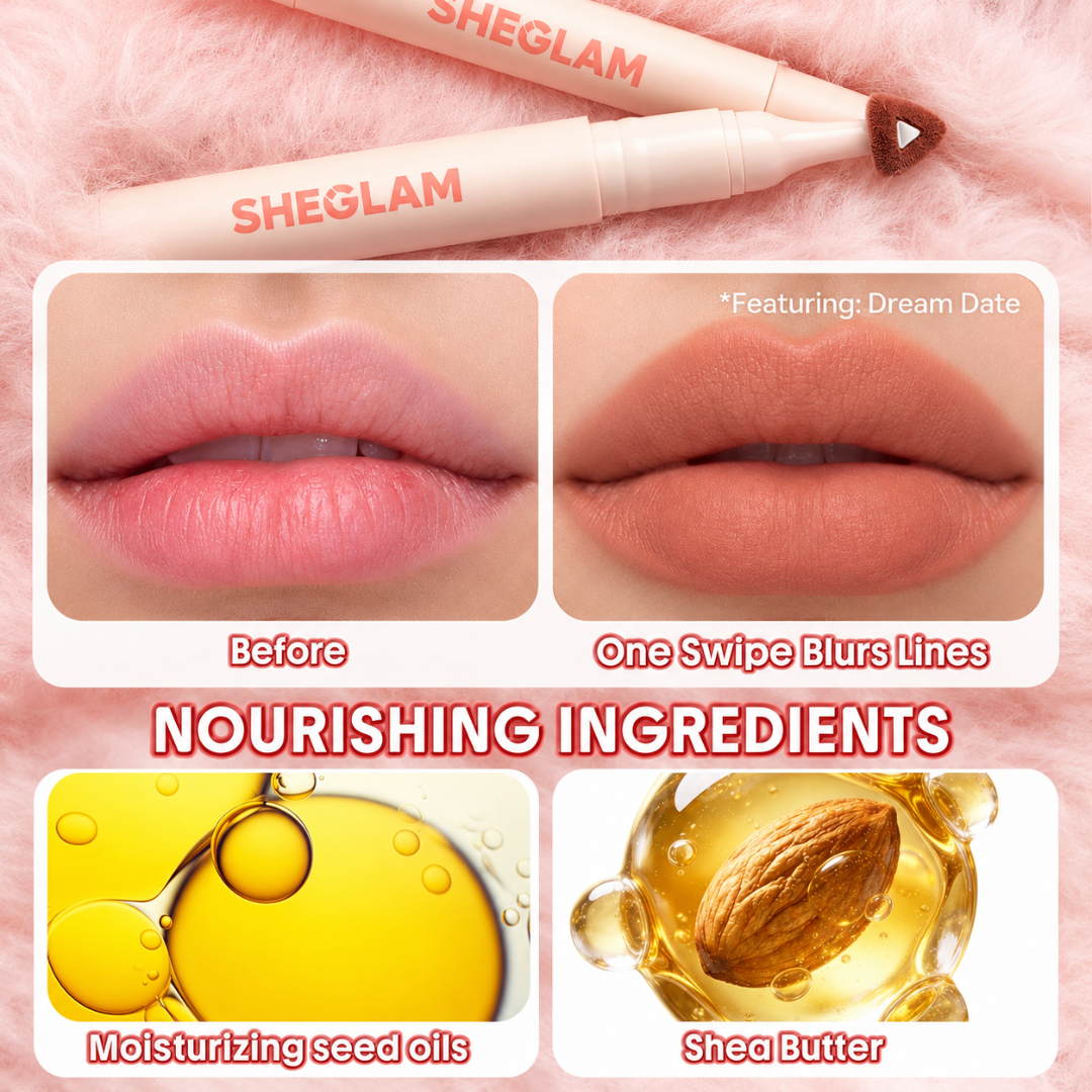 SHEGLAM Marshmallow Puff Lip Blur Pen + Buy 2 Get 1 FREE – Soft Focus Lips, More You – Velvety Matte, Lightweight Feel – Blurred Matte Finish – Transfer & Sweat Proof