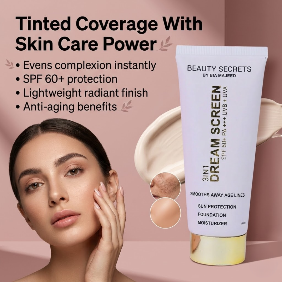 Beauty Secrets 3-in-1 Tinted Dream Screen SPF 60+ | Sun Protection, Sheer Foundation & Deep Moisturizer