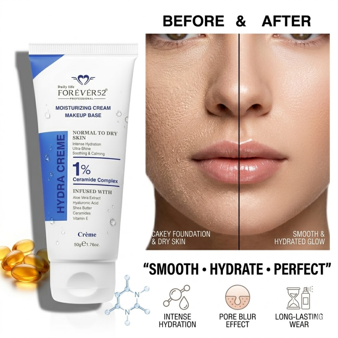 FOREVER52 Hydra Creme Moisturizer & Primer – Intense Hydration, Pore Blurring, Makeup Base for Normal to Dry Skin – Smooth, Hydrate, Perfect
