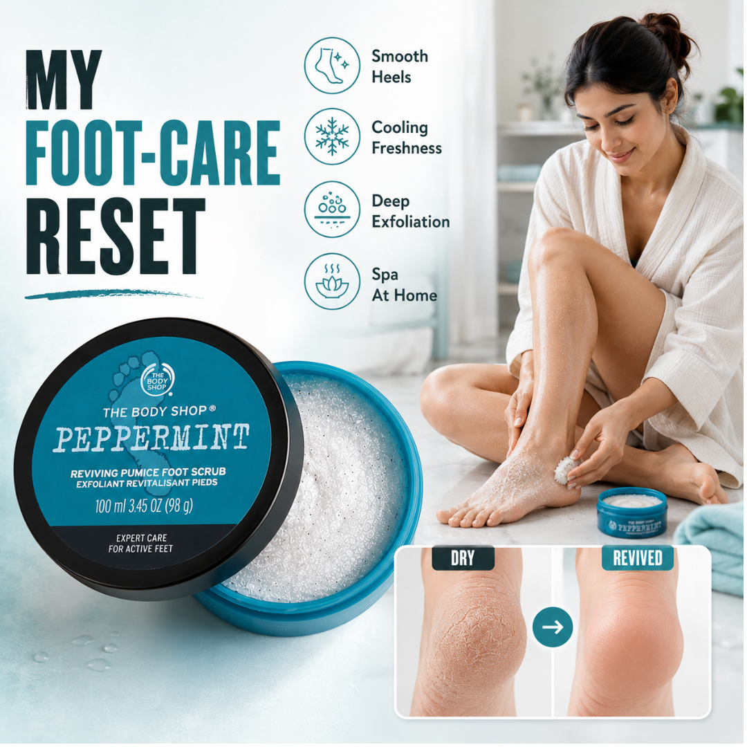 The Body Shop Peppermint Reviving Pumice Foot Scrub – Smooth, Cool & Revive – Expert Care for Active Feet – Buffs Rough Skin, Cooling Freshness – With Natural Pumice & Peppermint Oil