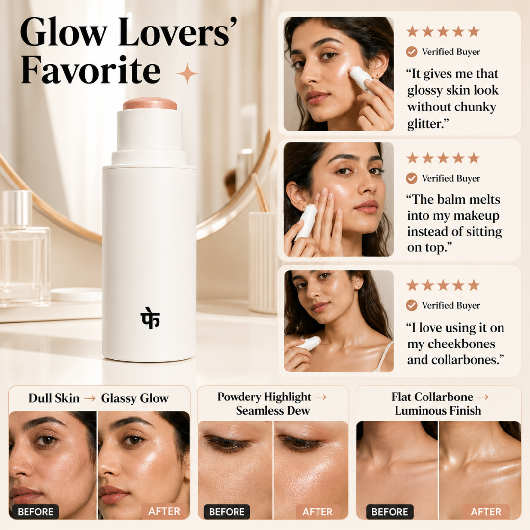 FAE Beauty Mirror Glaze Glass Balm Illuminator – Glass Skin in One Swipe – Wet-Look Glow, Zero Chunky Glitter – Hydrating, Buildable & Universal Shade – For Face, Eyes & Body – Travel-Friendly Stick