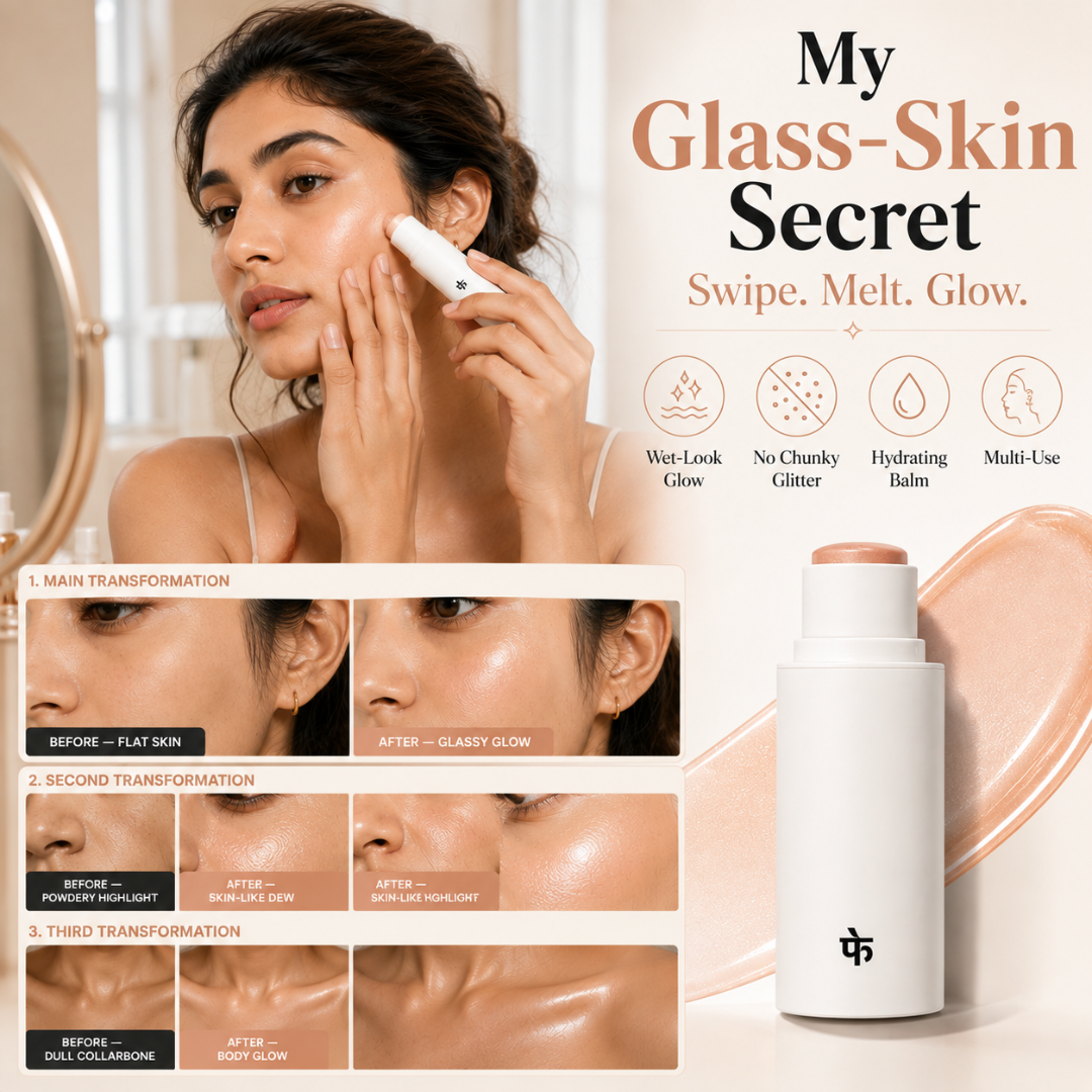 FAE Beauty Mirror Glaze Glass Balm Illuminator – Glass Skin in One Swipe – Wet-Look Glow, Zero Chunky Glitter – Hydrating, Buildable & Universal Shade – For Face, Eyes & Body – Travel-Friendly Stick