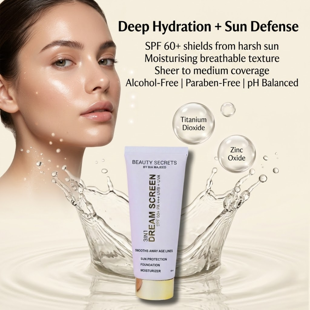Beauty Secrets 3-in-1 Tinted Dream Screen SPF 60+ | Sun Protection, Sheer Foundation & Deep Moisturizer