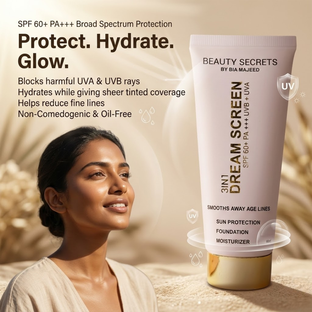 Beauty Secrets 3-in-1 Tinted Dream Screen SPF 60+ | Sun Protection, Sheer Foundation & Deep Moisturizer