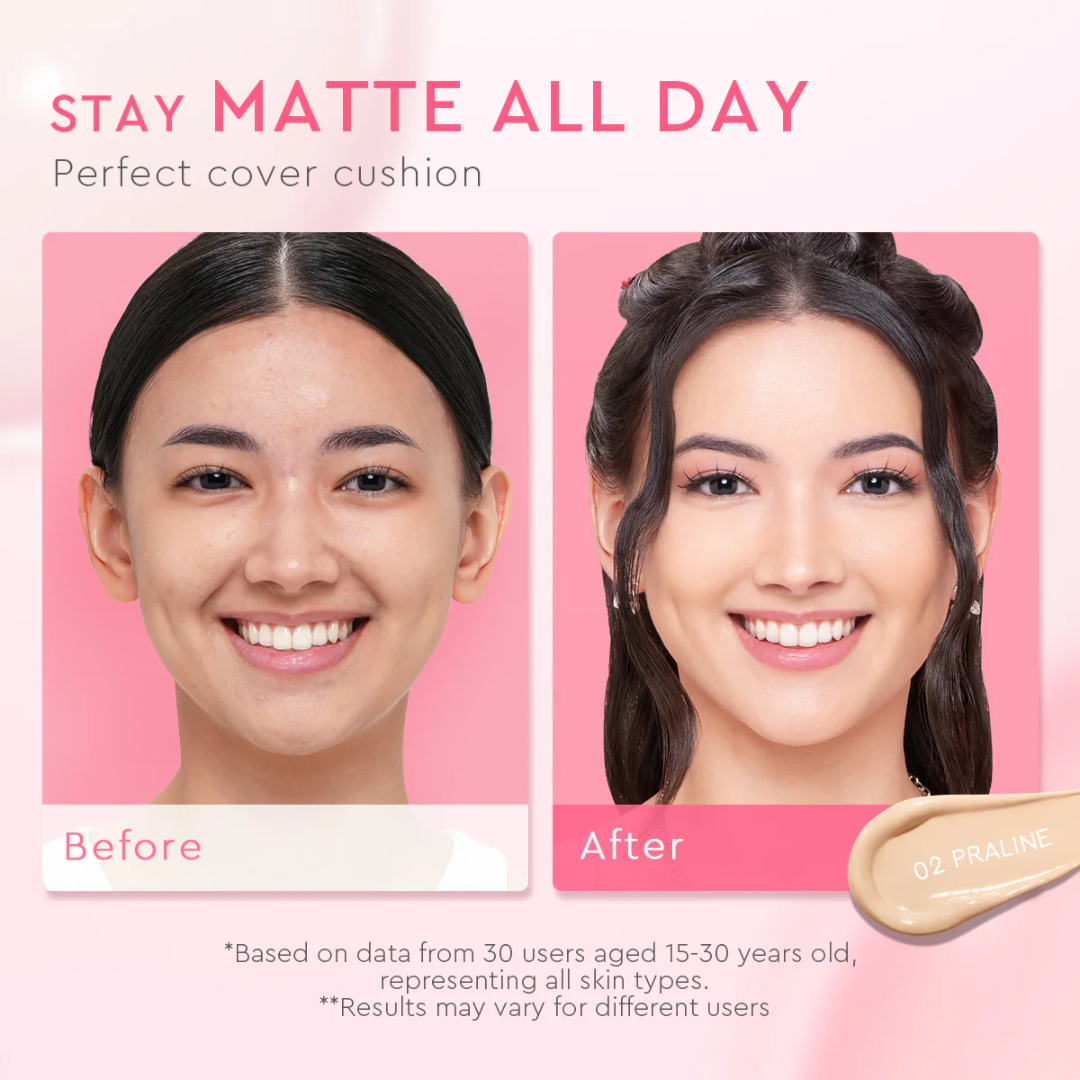 Glad2Glow Ultimate Satin Cushion | Semi-Matte Foundation | 12H Waterproof, Pore-Blurring Finish