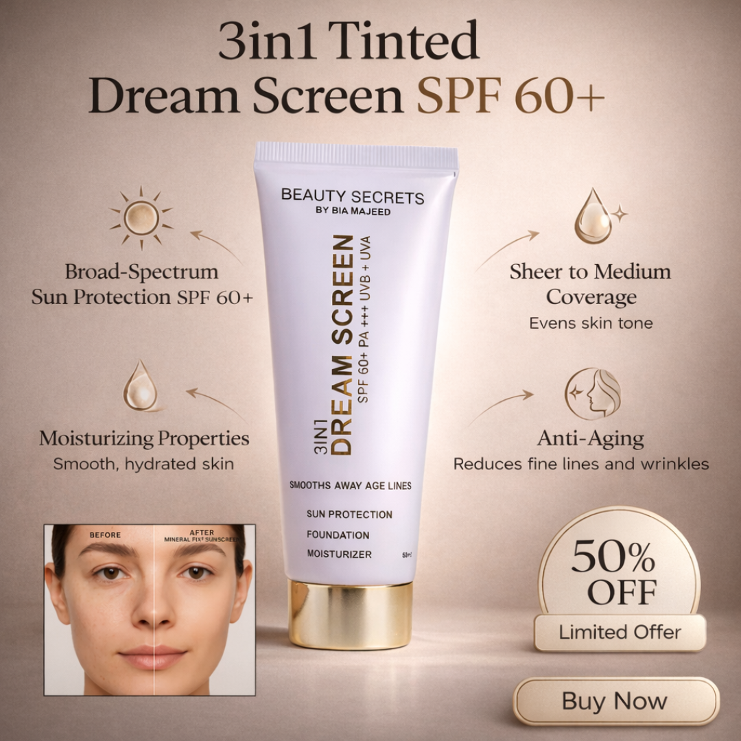 Beauty Secrets 3-in-1 Tinted Dream Screen SPF 60+ | Sun Protection, Sheer Foundation & Deep Moisturizer