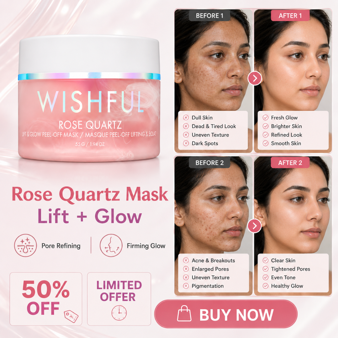 Wishful By Huda Beauty Rose Quartz Lift & Glow Peel-Off Mask – 20-Minute Glow – Pore Refining, Firming & Brightening – Peels, Lifts & Reveals Smooth, Radiant Skin – With Rose Quartz