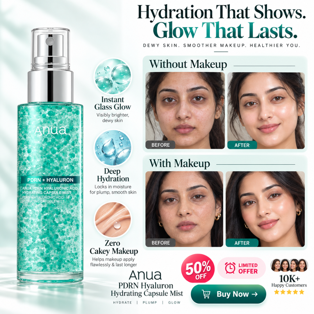 Anua PDRN Hyaluron Hydrating Capsule Mist – Instant Glass Glow, Deep Hydration with Hyaluronic Acid & Ceramide, Fixes Cakey Makeup for Dewy Skin