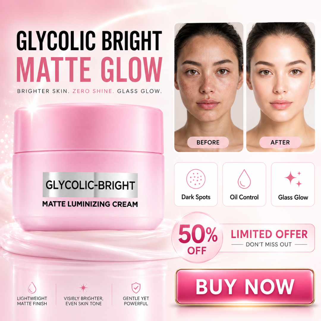 Glycolic-Bright Matte Luminizing Cream | Fades Dark Spots | 24H Oil Control | Instant Glass Glow