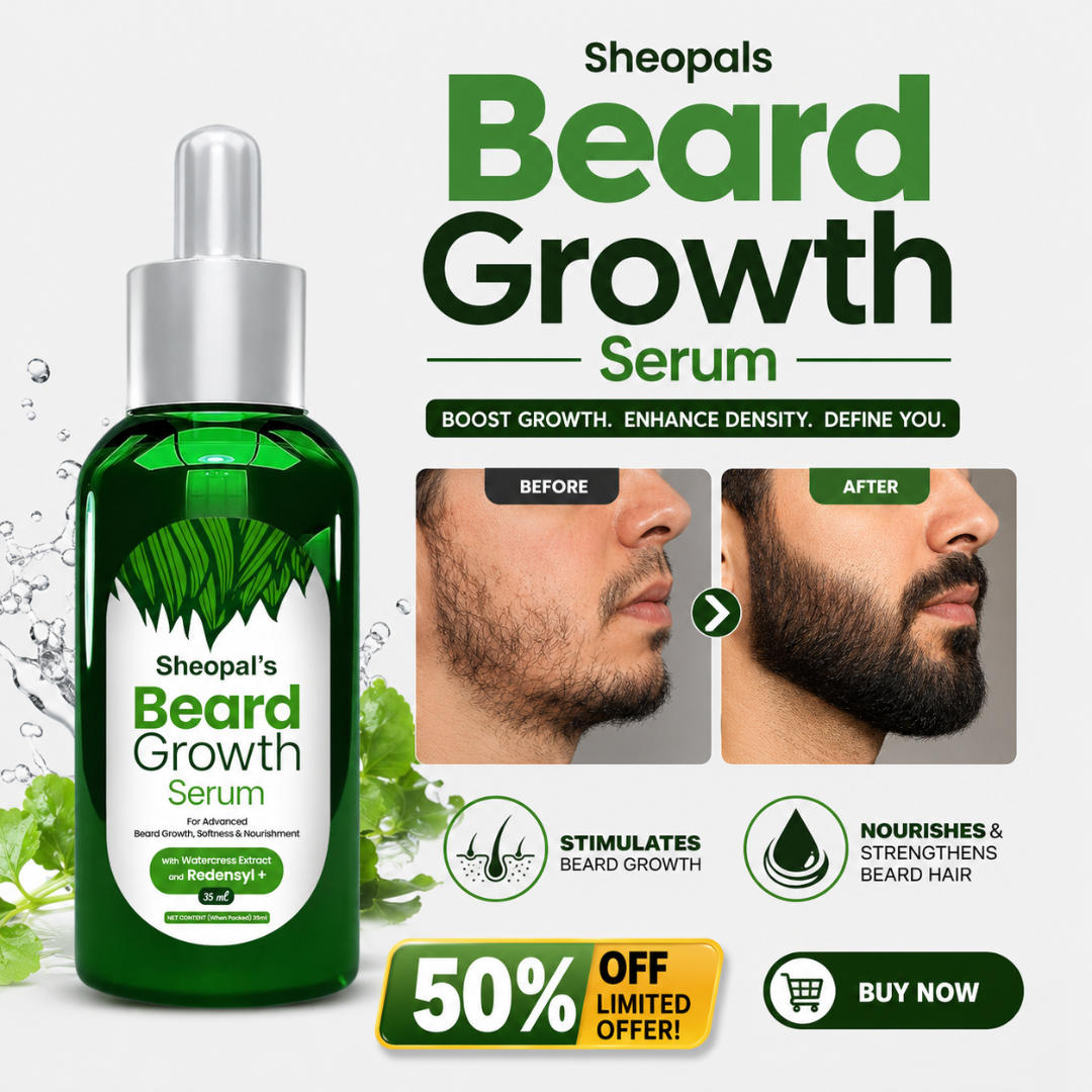 Sheopal's Beard Growth Serum – Strengthens Beard Hair – Water-Based, Non-Sticky – For Patchy Beard, Dry Texture & Uneven Growth