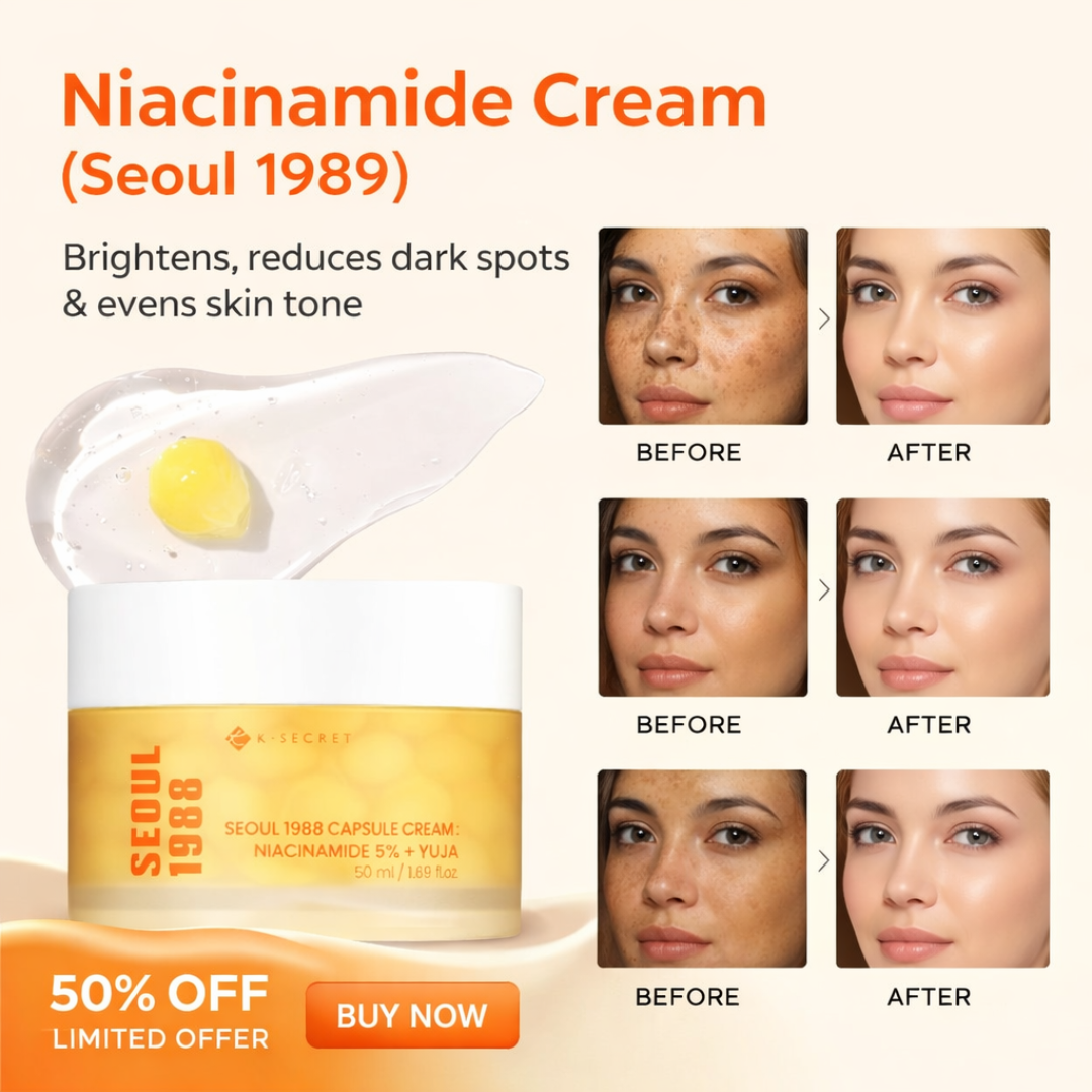 Seoul 1988 Niacinamide 5% + Yuja Capsule Cream | Brightening, Dark Spot Reduction & Skin Tone Evening with Sea Buckthorn & Collagen