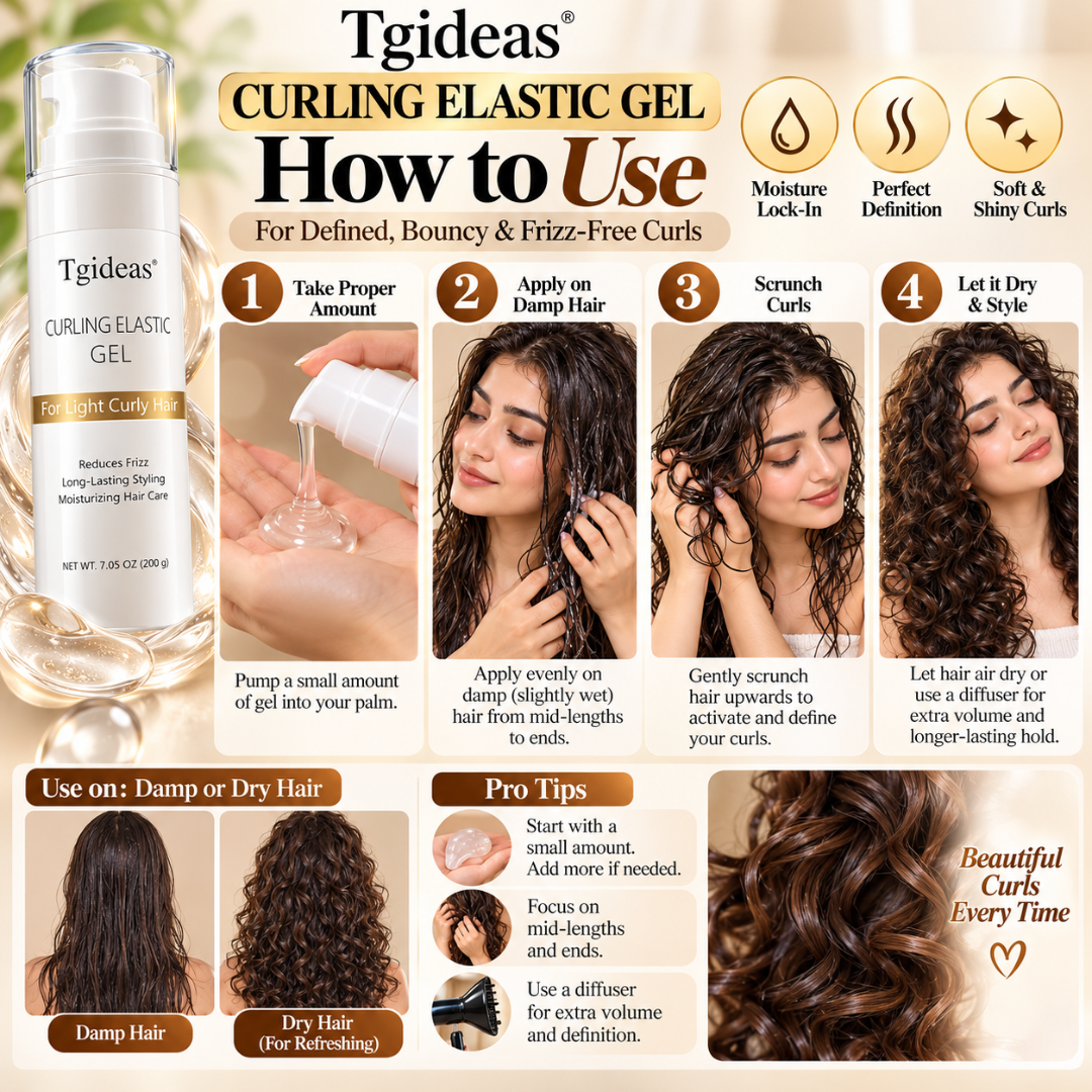 Tgideas Curling Elastic Gel – Heat-Free Curl Activator, Frizz Control & Hydrating Formula for Defined, Bouncy Curls