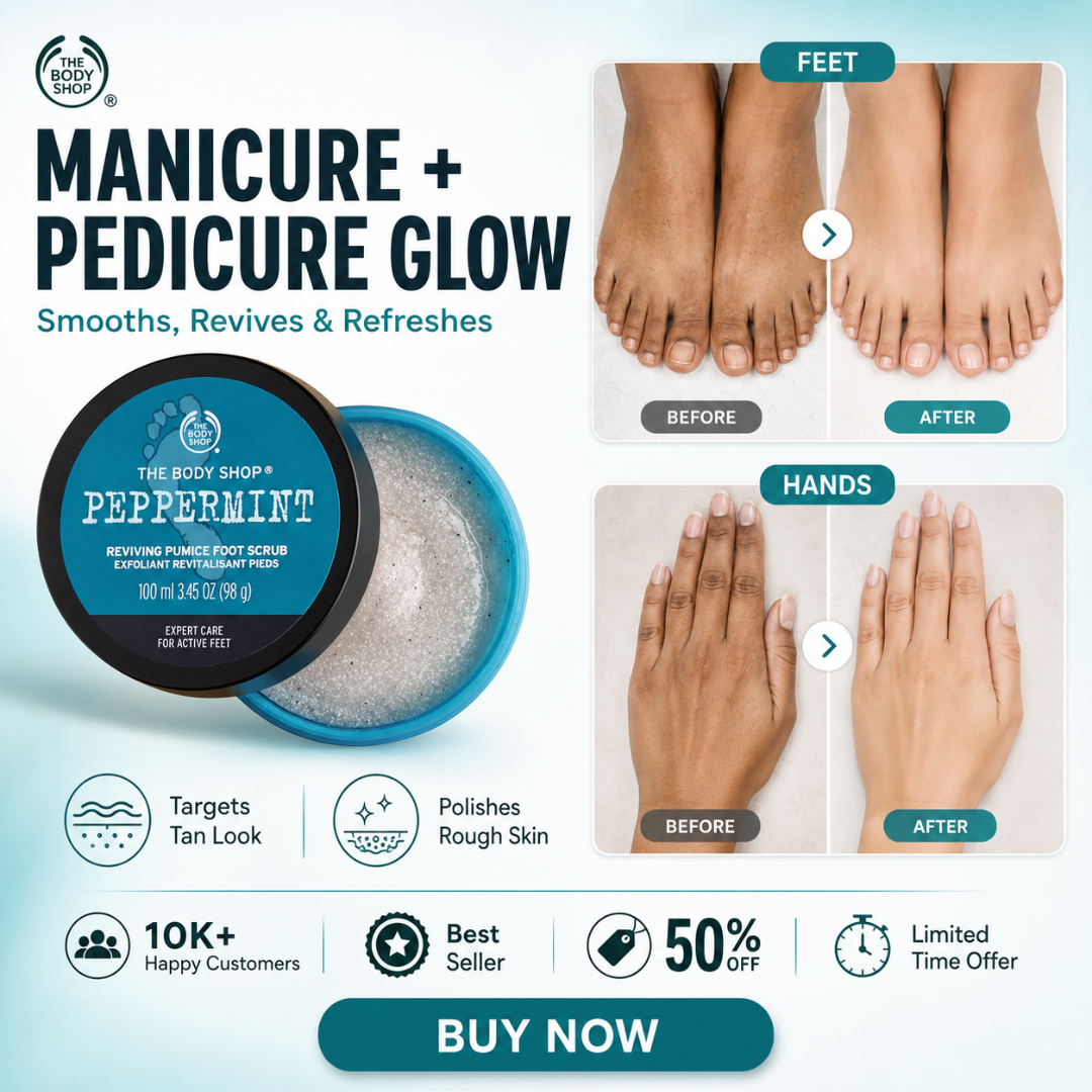 The Body Shop Peppermint Reviving Pumice Foot Scrub – Smooth, Cool & Revive – Expert Care for Active Feet – Buffs Rough Skin, Cooling Freshness – With Natural Pumice & Peppermint Oil