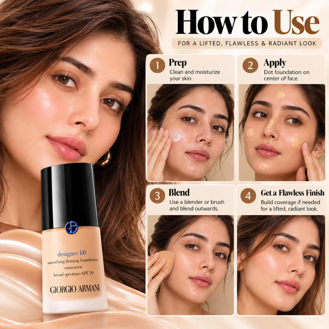 Giorgio Armani Designer Lift Smoothing Firming Foundation – SPF 20 Radiant Coverage & Instant Micro-Lifting Base