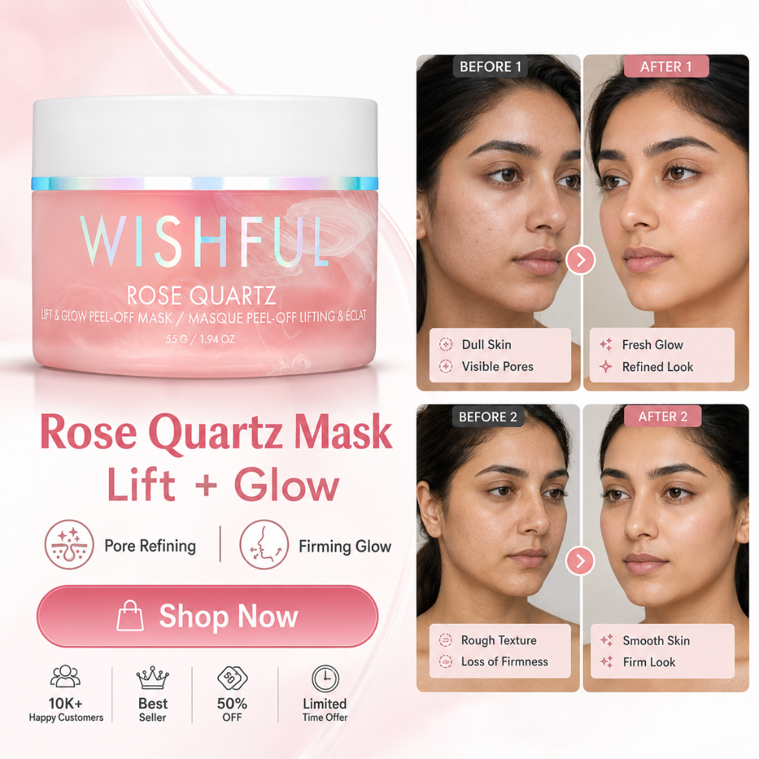Wishful By Huda Beauty Rose Quartz Lift & Glow Peel-Off Mask – 20-Minute Glow – Pore Refining, Firming & Brightening – Peels, Lifts & Reveals Smooth, Radiant Skin – With Rose Quartz