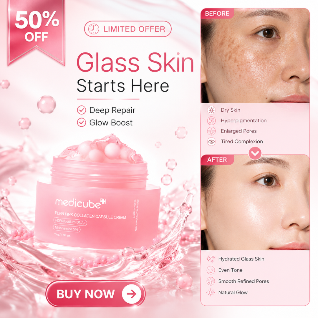 Medicube PDRN Pink Collagen Capsule Cream – Glass Skin, Firm & Bright – Deep Repair, Glow Boost & Hydration – Fades Dark Spots, Smooths Texture, Refines Pores
