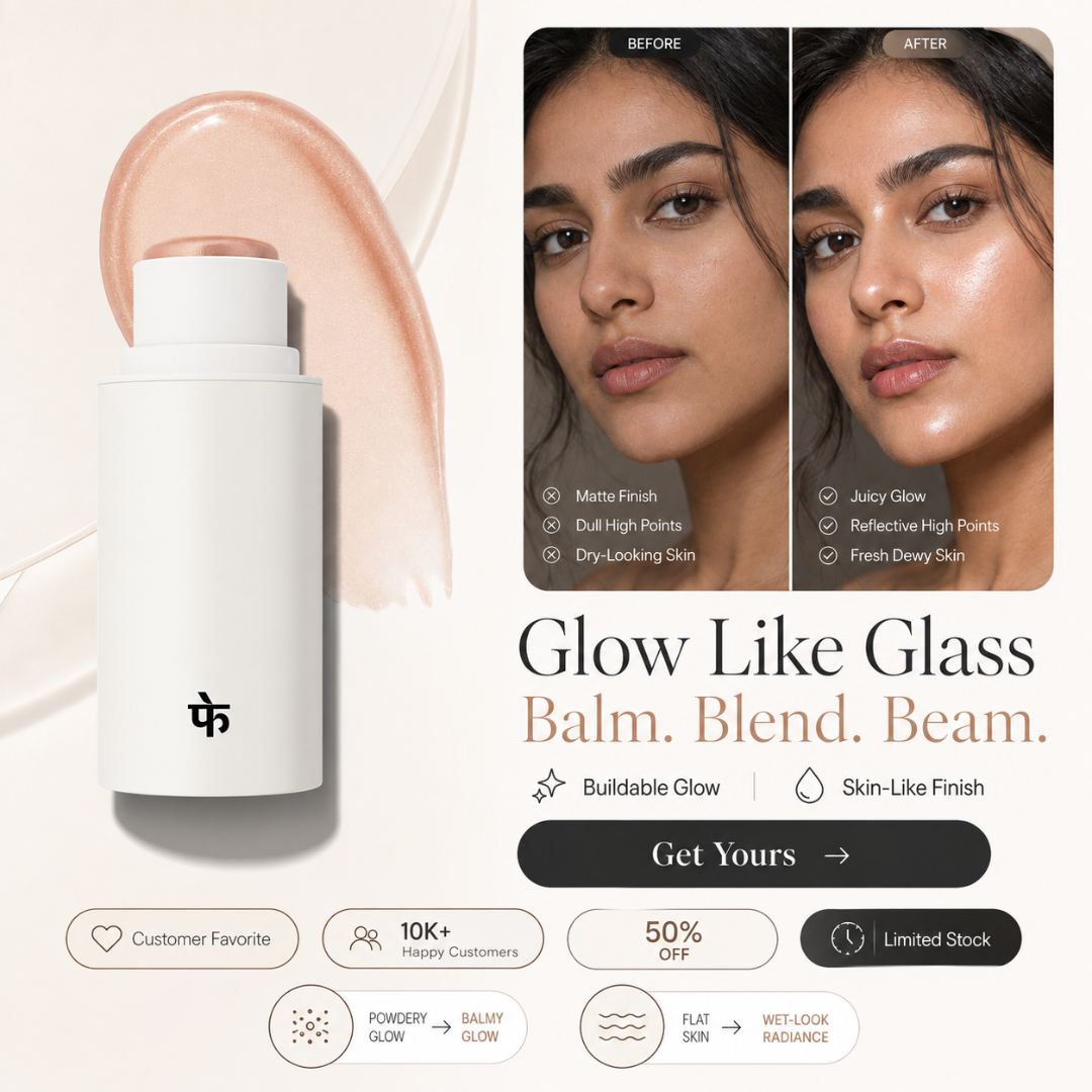 FAE Beauty Mirror Glaze Glass Balm Illuminator – Glass Skin in One Swipe – Wet-Look Glow, Zero Chunky Glitter – Hydrating, Buildable & Universal Shade – For Face, Eyes & Body – Travel-Friendly Stick