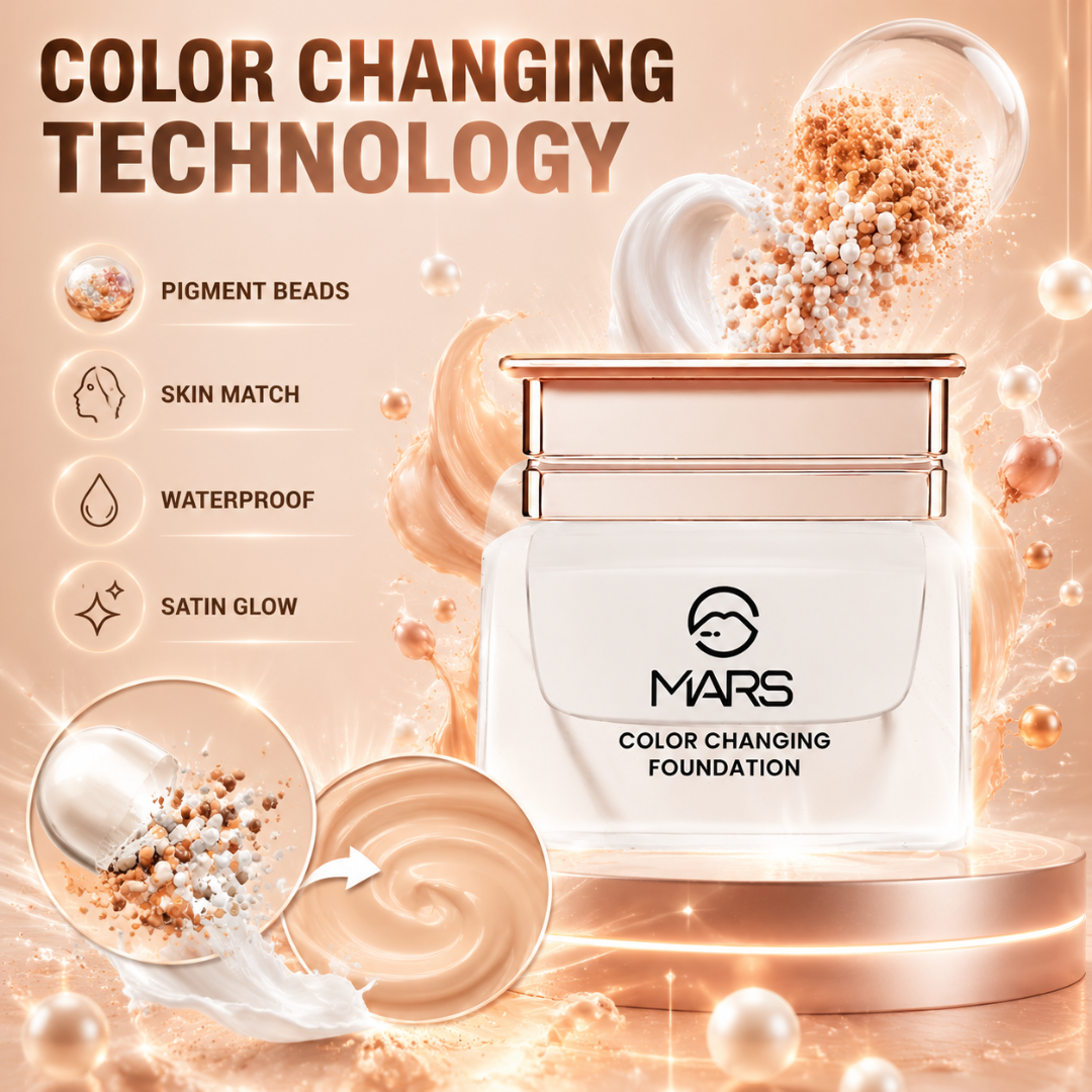 3-in-1 Color Changing Foundation – Full Coverage, Waterproof & Color Match – Adapts to Your Skin Tone – Waterproof, Long-Lasting, Satin Glow Finish – Conceals Imperfections for Flawless