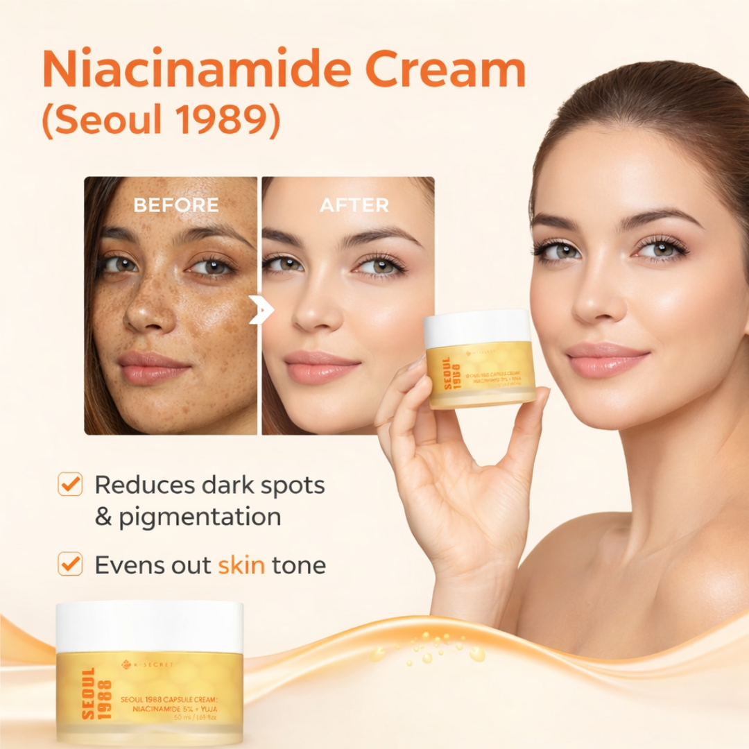 Seoul 1988 Niacinamide 5% + Yuja Capsule Cream | Brightening, Dark Spot Reduction & Skin Tone Evening with Sea Buckthorn & Collagen