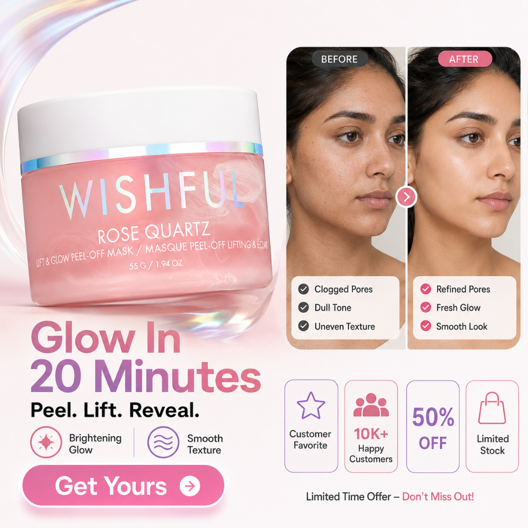Wishful By Huda Beauty Rose Quartz Lift & Glow Peel-Off Mask – 20-Minute Glow – Pore Refining, Firming & Brightening – Peels, Lifts & Reveals Smooth, Radiant Skin – With Rose Quartz