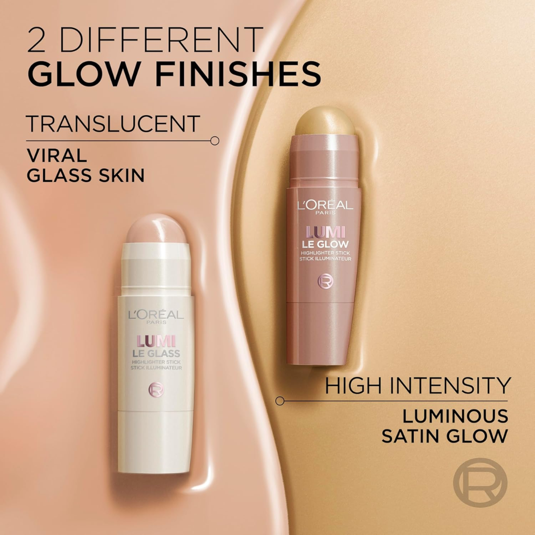 L'Oréal Lumi Le Glass Highlighter Stick | Dual-Finish Glass & Satin Glow | For Face & Body