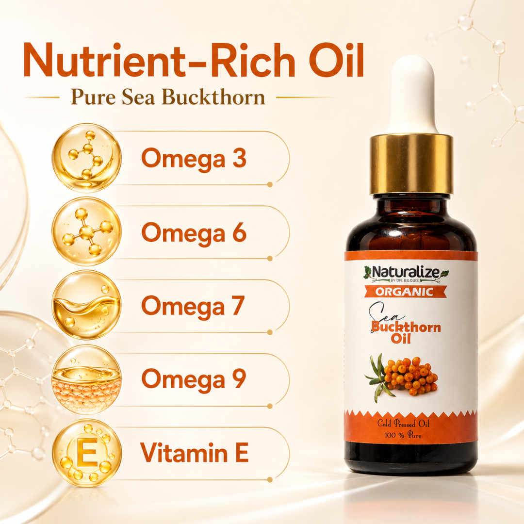 Naturalize Organic Sea Buckthorn Oil – Cold Pressed, 100% Pure – Golden Skin Nourishment – Deep Moisture, Radiance Boost & Skin Barrier Support