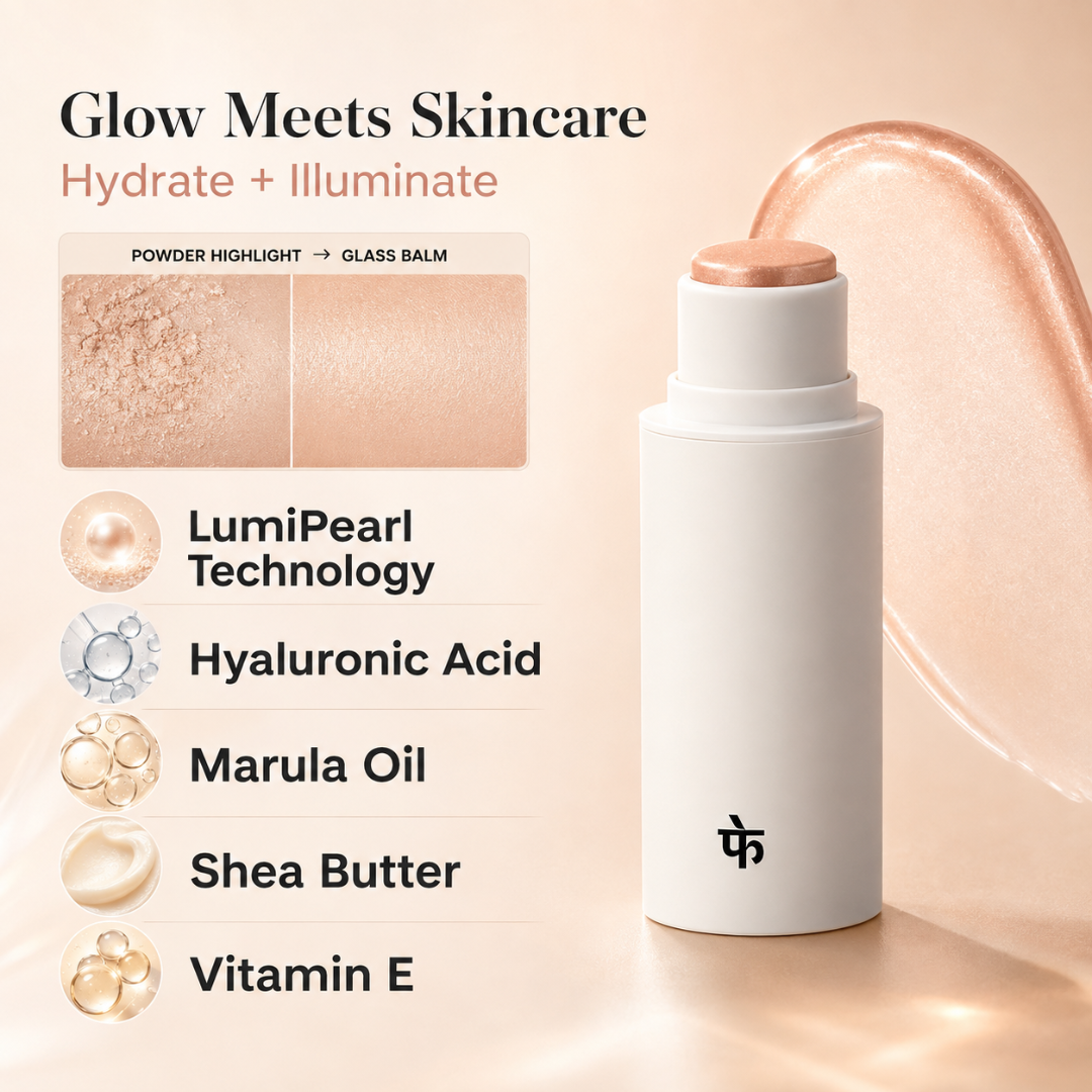 FAE Beauty Mirror Glaze Glass Balm Illuminator – Glass Skin in One Swipe – Wet-Look Glow, Zero Chunky Glitter – Hydrating, Buildable & Universal Shade – For Face, Eyes & Body – Travel-Friendly Stick