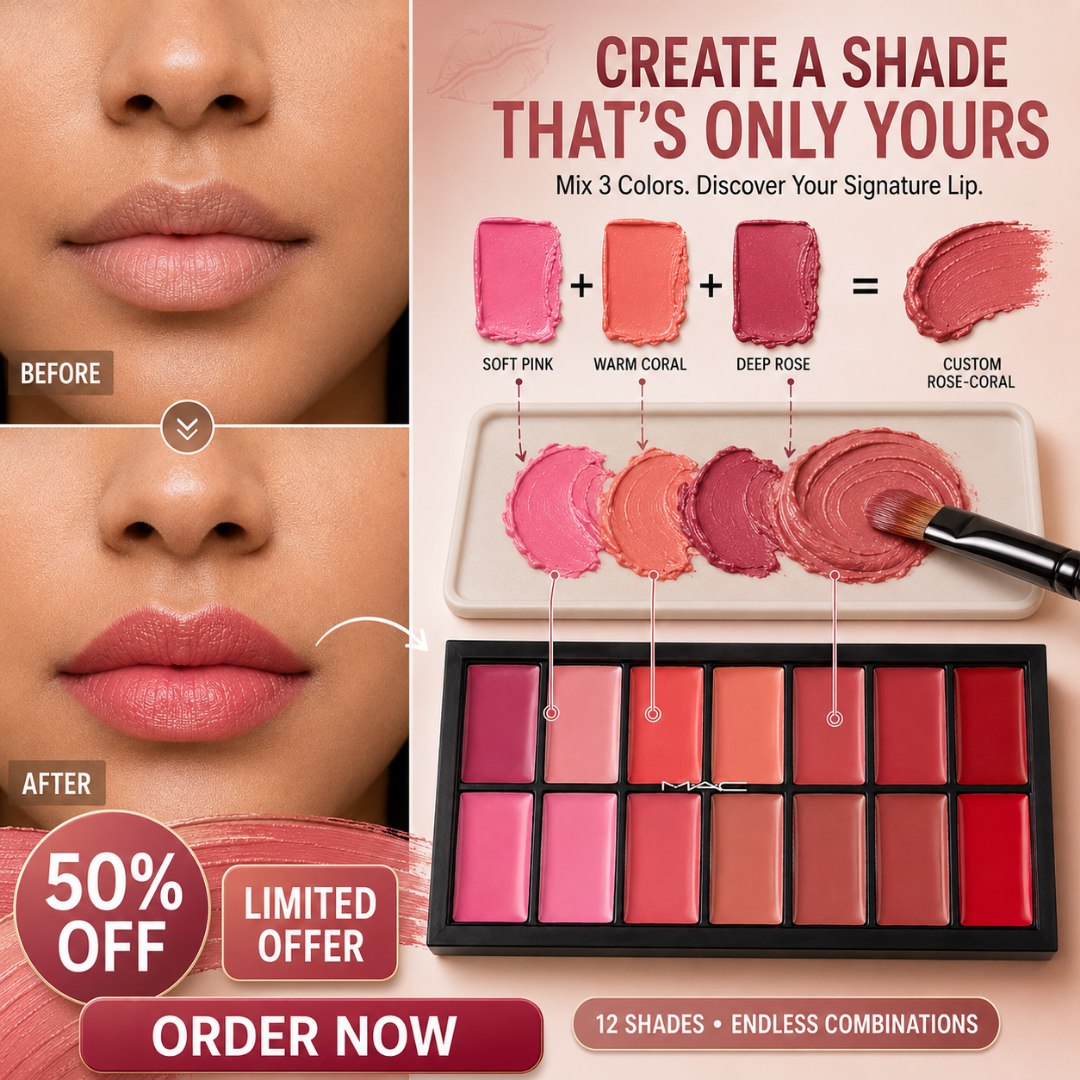 12-Shade Custom Lip MAC Lipsticks Palette – Mix, Blend & Create – 12 Wearable Colors, Endless Looks – Pro-Level Pigment, Artist-Friendly – Create Your Signature Lip Shade – For All Skin Tones