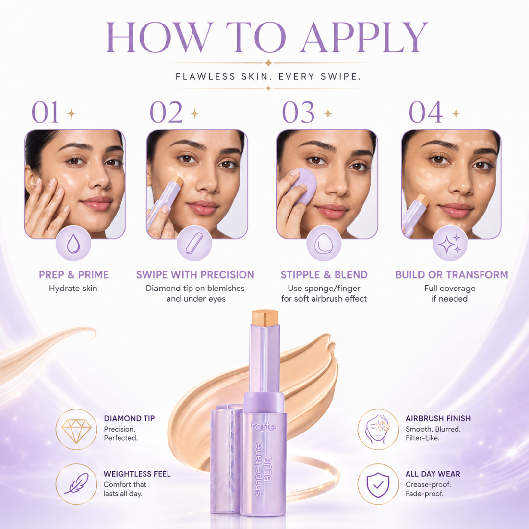 tarte Shape Tape BLUR Stick – Weightless Coverage, Pore Blur & Instant Brightening – Creamy Lightweight Texture, Soft Focus Pore Blur – Hydrating & Smooth Finish