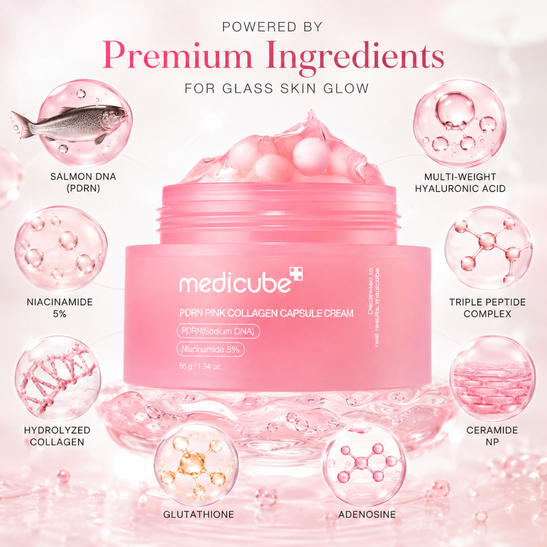 Medicube PDRN Pink Collagen Capsule Cream – Glass Skin, Firm & Bright – Deep Repair, Glow Boost & Hydration – Fades Dark Spots, Smooths Texture, Refines Pores