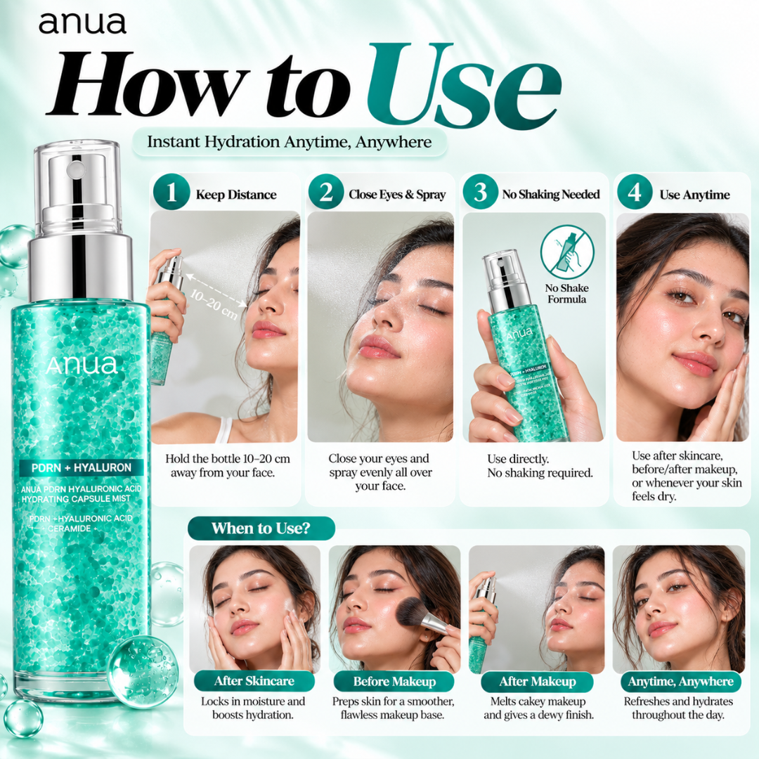 Anua PDRN Hyaluron Hydrating Capsule Mist – Instant Glass Glow, Deep Hydration with Hyaluronic Acid & Ceramide, Fixes Cakey Makeup for Dewy Skin