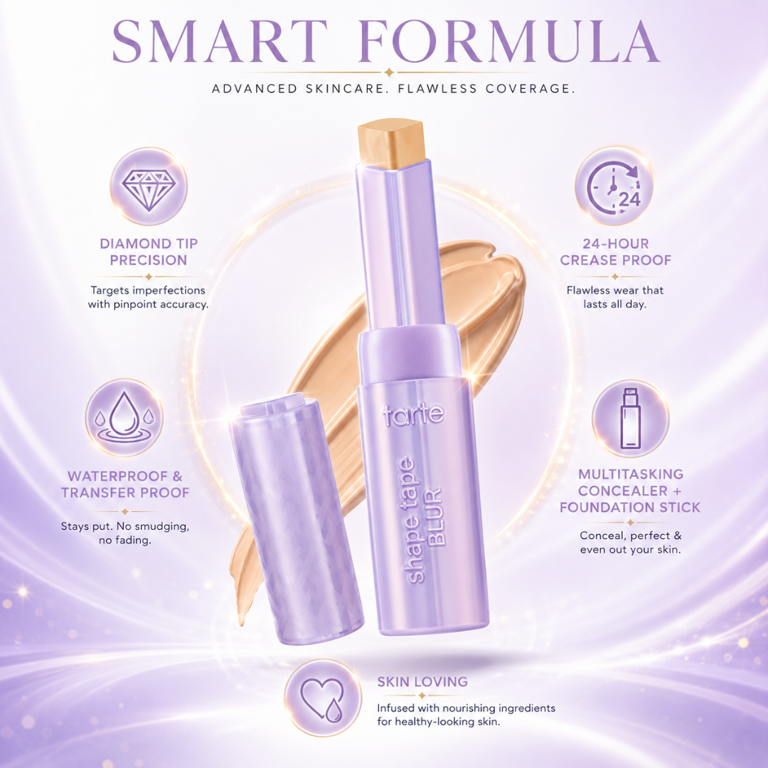 tarte Shape Tape BLUR Stick – Weightless Coverage, Pore Blur & Instant Brightening – Creamy Lightweight Texture, Soft Focus Pore Blur – Hydrating & Smooth Finish