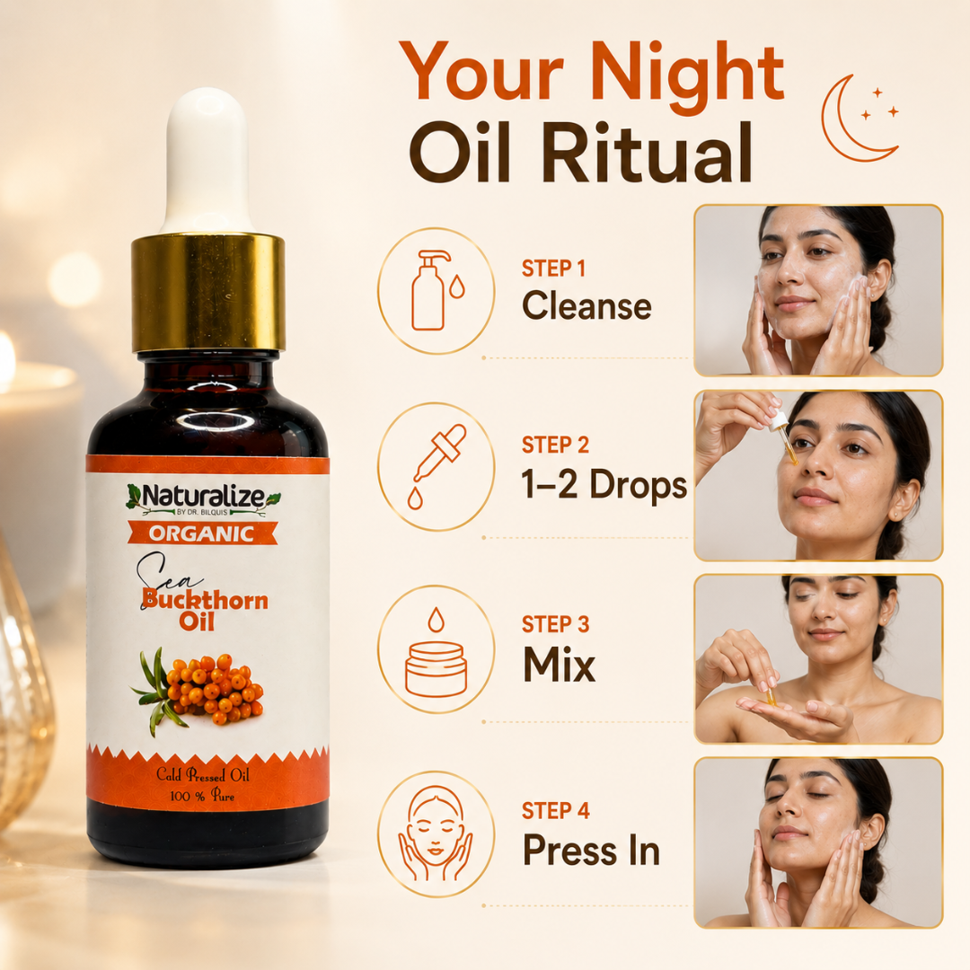 Naturalize Organic Sea Buckthorn Oil – Cold Pressed, 100% Pure – Golden Skin Nourishment – Deep Moisture, Radiance Boost & Skin Barrier Support