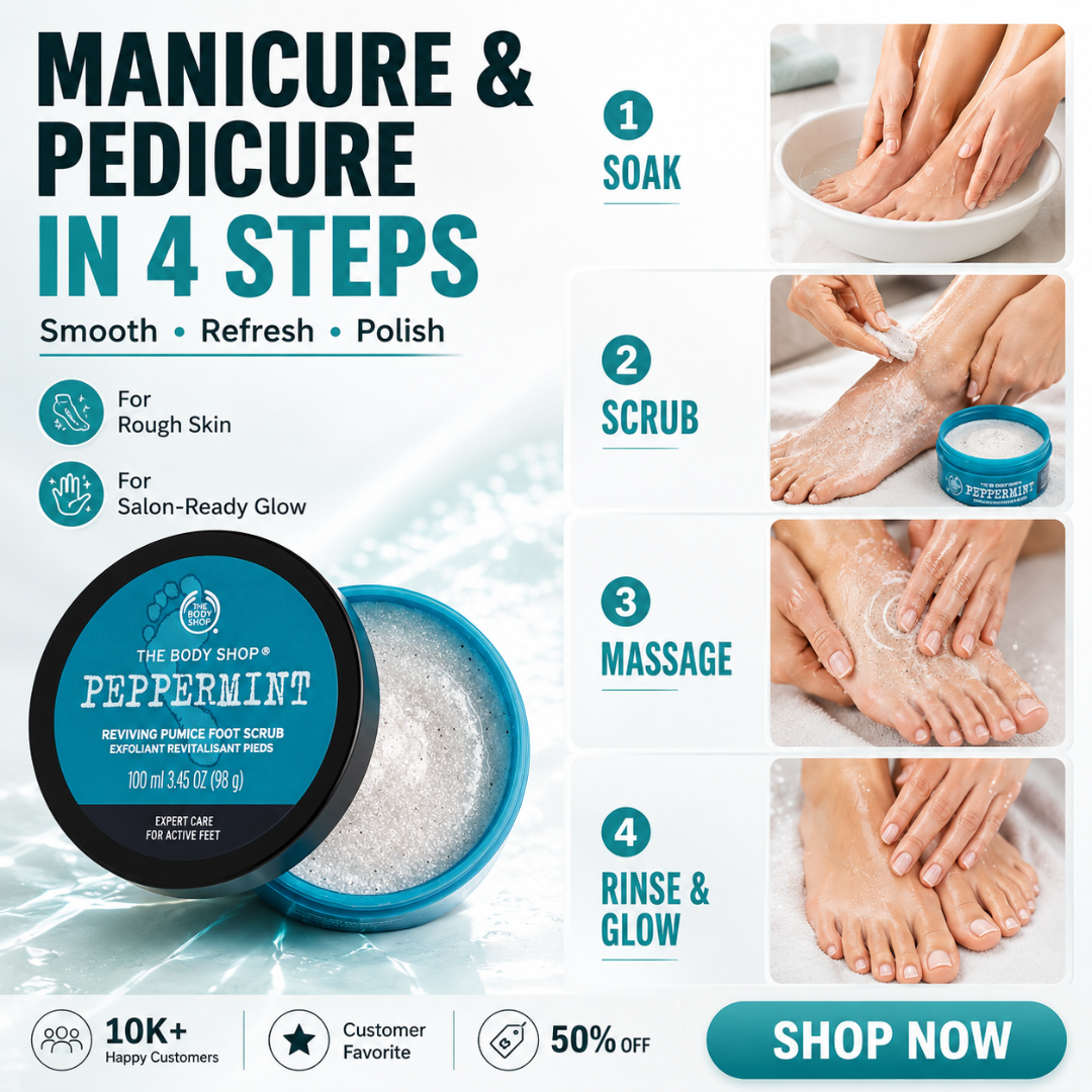 The Body Shop Peppermint Reviving Pumice Foot Scrub – Smooth, Cool & Revive – Expert Care for Active Feet – Buffs Rough Skin, Cooling Freshness – With Natural Pumice & Peppermint Oil