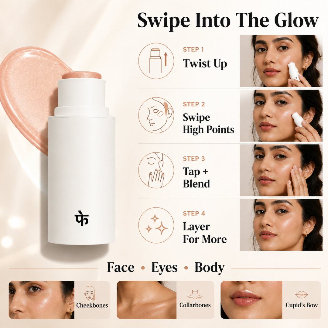 FAE Beauty Mirror Glaze Glass Balm Illuminator – Glass Skin in One Swipe – Wet-Look Glow, Zero Chunky Glitter – Hydrating, Buildable & Universal Shade – For Face, Eyes & Body – Travel-Friendly Stick