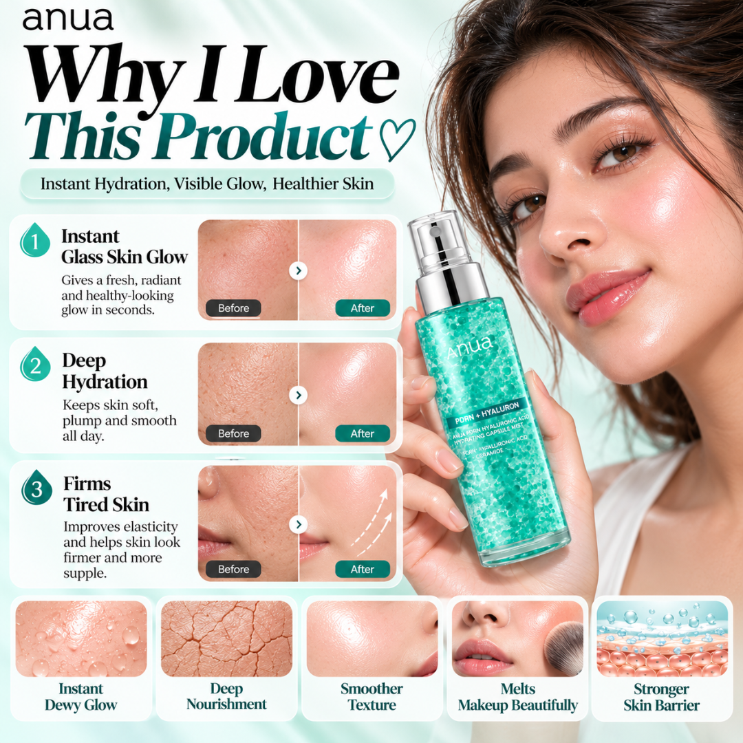 Anua PDRN Hyaluron Hydrating Capsule Mist – Instant Glass Glow, Deep Hydration with Hyaluronic Acid & Ceramide, Fixes Cakey Makeup for Dewy Skin