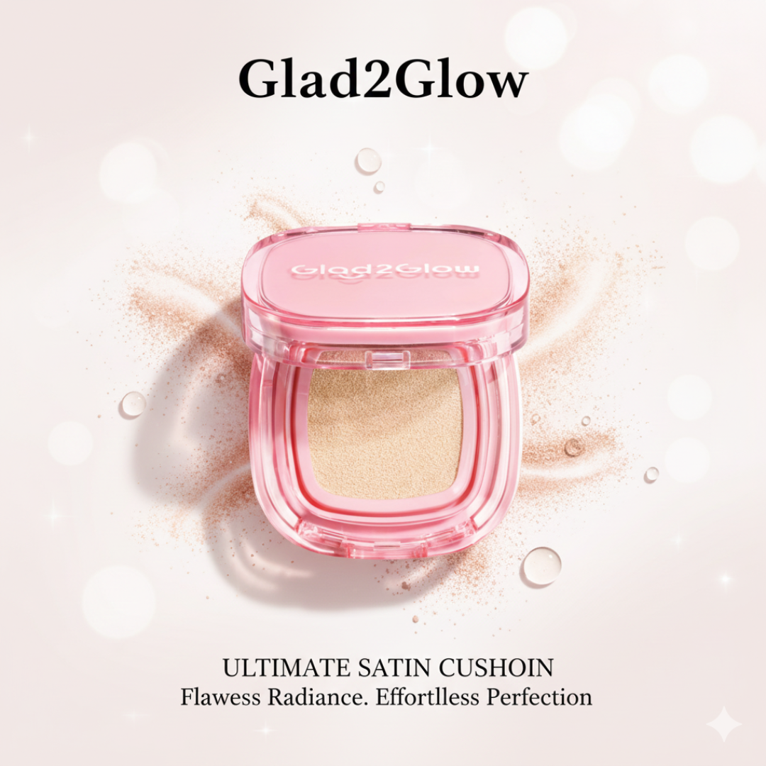 Glad2Glow Ultimate Satin Cushion | Semi-Matte Foundation | 12H Waterproof, Pore-Blurring Finish