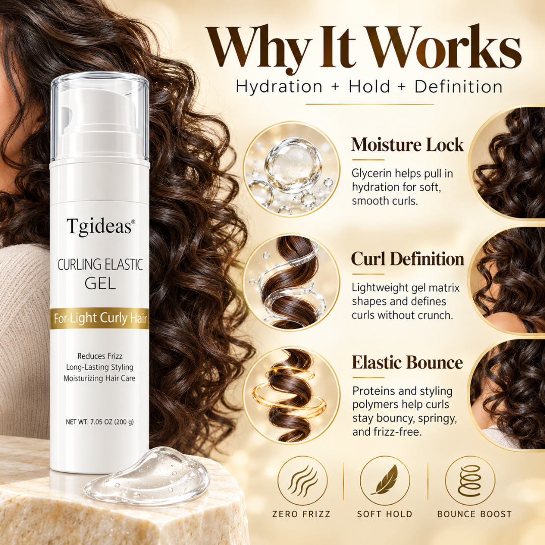 Tgideas Curling Elastic Gel – Heat-Free Curl Activator, Frizz Control & Hydrating Formula for Defined, Bouncy Curls