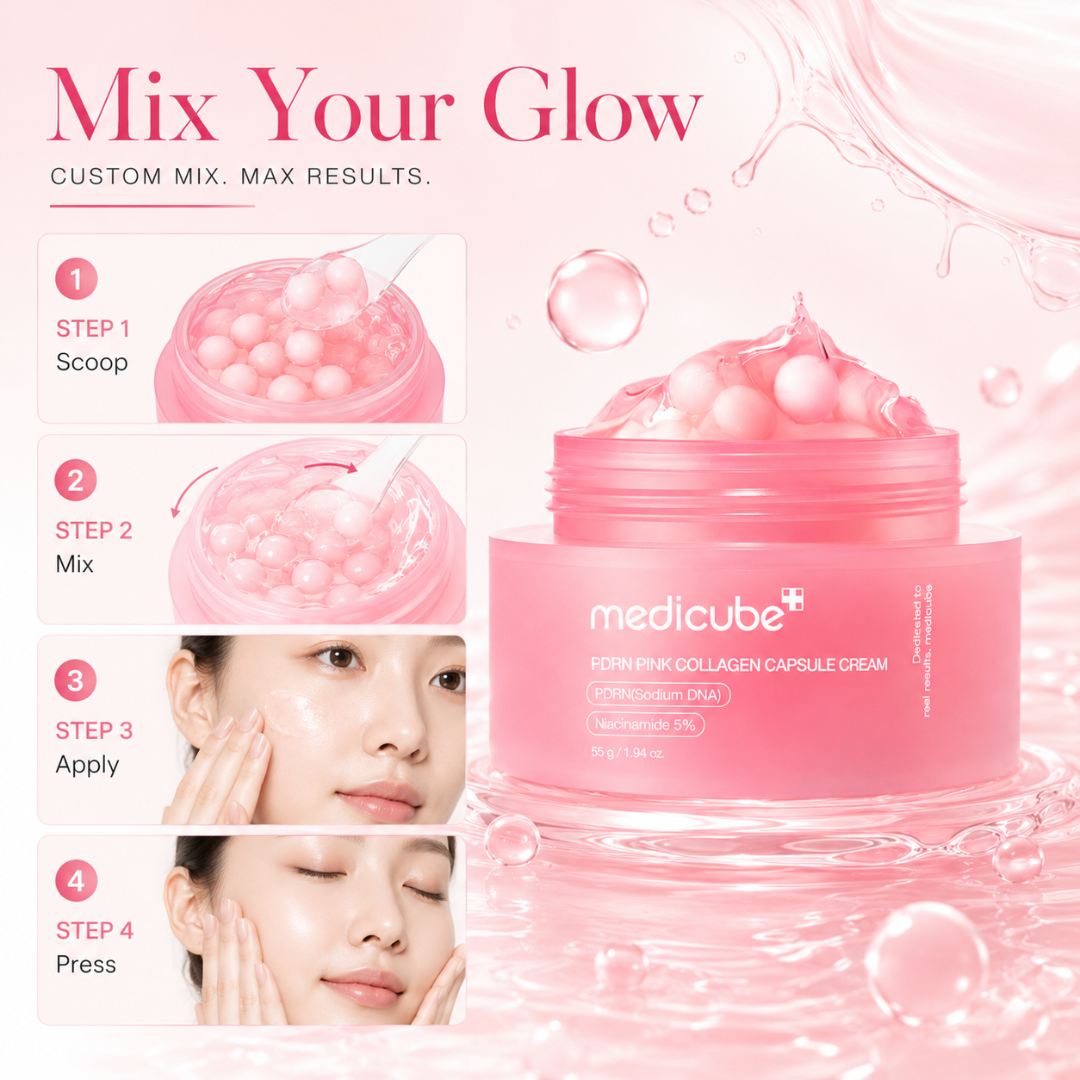 Medicube PDRN Pink Collagen Capsule Cream – Glass Skin, Firm & Bright – Deep Repair, Glow Boost & Hydration – Fades Dark Spots, Smooths Texture, Refines Pores