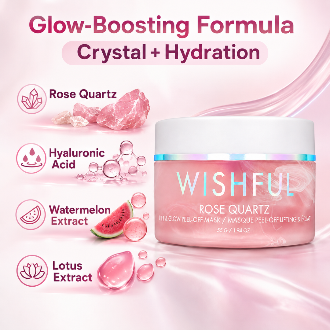 Wishful By Huda Beauty Rose Quartz Lift & Glow Peel-Off Mask – 20-Minute Glow – Pore Refining, Firming & Brightening – Peels, Lifts & Reveals Smooth, Radiant Skin – With Rose Quartz