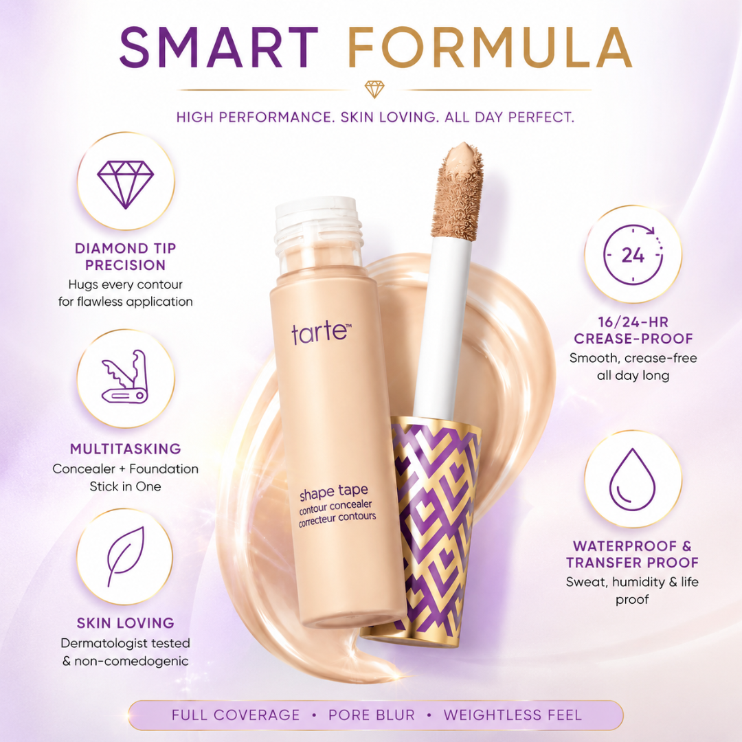 tarte Shape Tape Contour Concealer – 50% OFF – Full Coverage, Pore Blur & 24-Hr Crease Proof – Your Favorite Filter Now in a Stick
