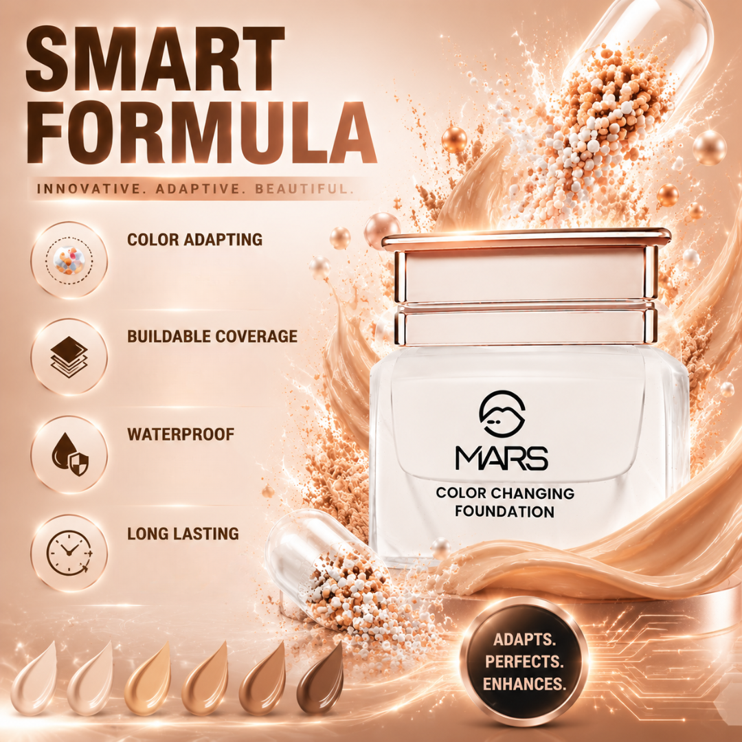 3-in-1 Color Changing Foundation – Full Coverage, Waterproof & Color Match – Adapts to Your Skin Tone – Waterproof, Long-Lasting, Satin Glow Finish – Conceals Imperfections for Flawless