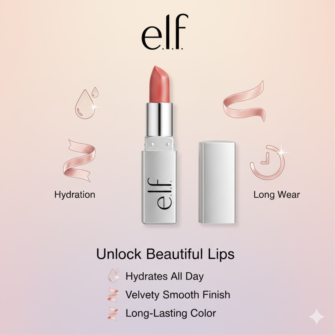 E.L.F Ultimate Satin Lipstick | Hydrating Satin Finish | Long-Lasting Comfort