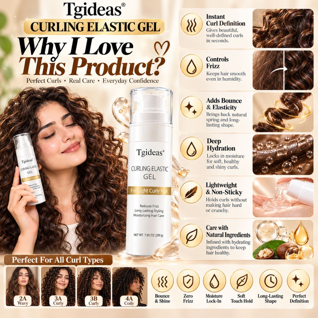 Tgideas Curling Elastic Gel – Heat-Free Curl Activator, Frizz Control & Hydrating Formula for Defined, Bouncy Curls