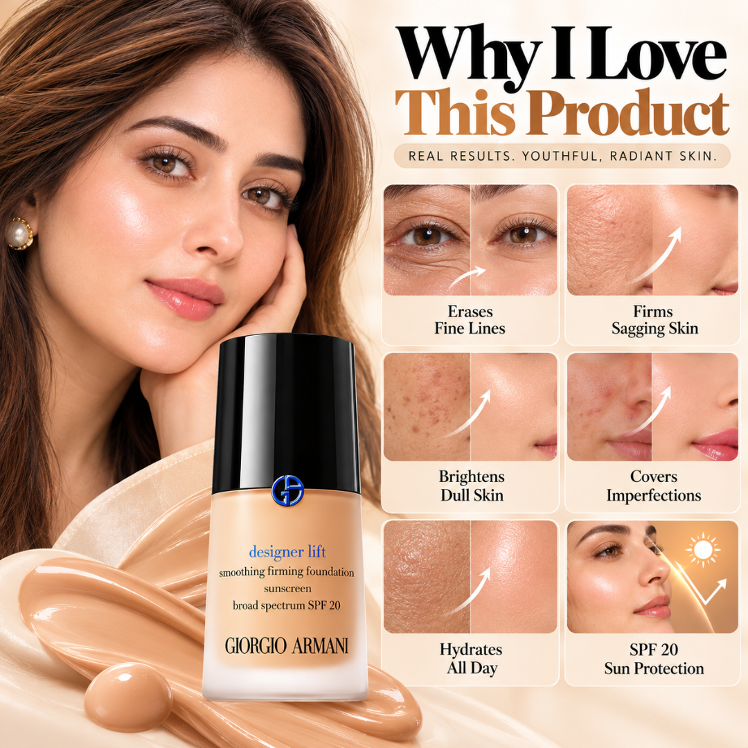 Giorgio Armani Designer Lift Smoothing Firming Foundation – SPF 20 Radiant Coverage & Instant Micro-Lifting Base